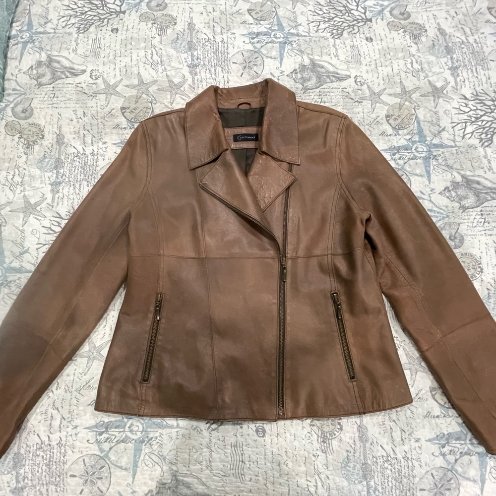 Context Tan Leather Jacket - Picture 2 of 7